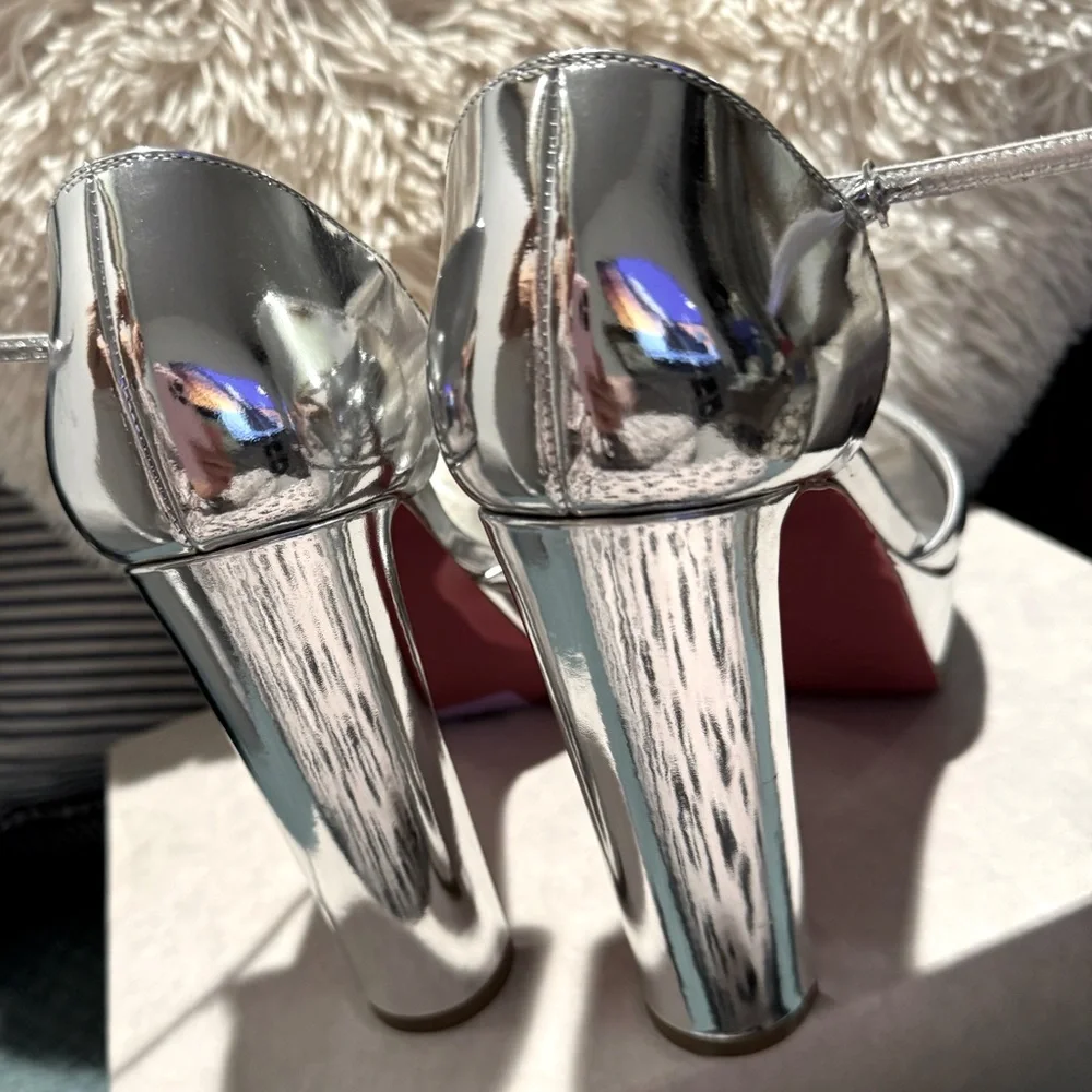 Christian Louboutin Silver and Red Heels - Picture 8 of 15